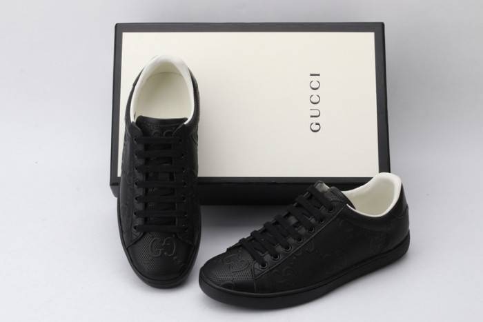 GUCC Ace Embroidered Low-Top Sneaker Black