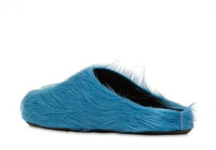 MARNI TEXTURED CALF HAIR CLOG SLIPPERS-WHITE MR1