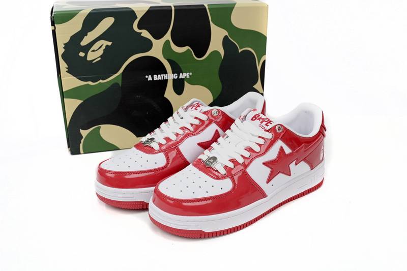 a bathing ape bape sta low red and white mirror surF**e