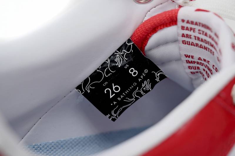 a bathing ape bape sta low red and white mirror surF**e