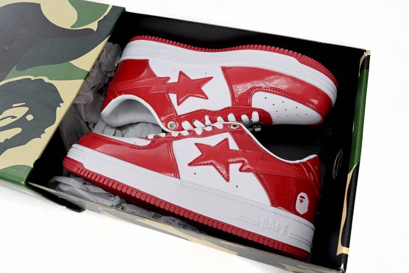 a bathing ape bape sta low red and white mirror surF**e