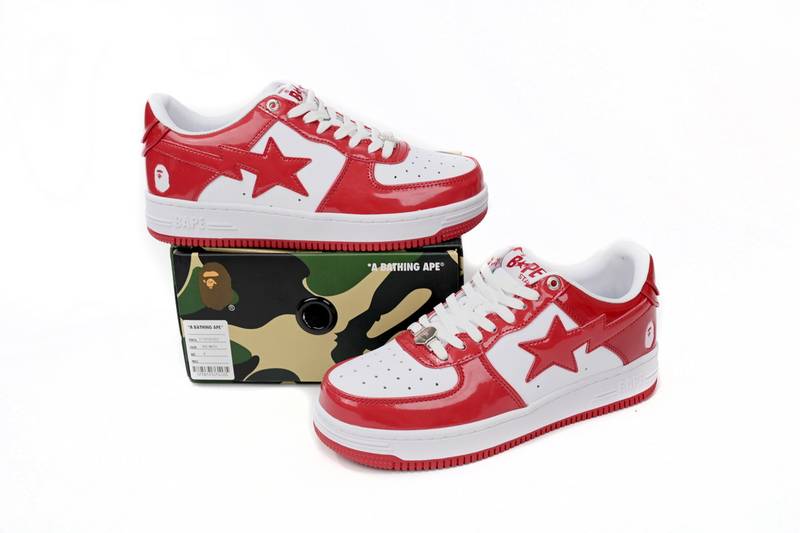 a bathing ape bape sta low red and white mirror surF**e