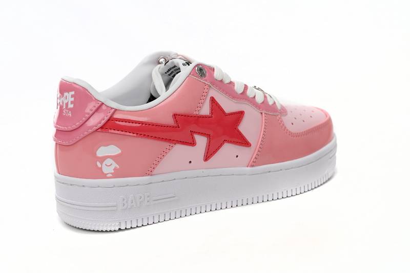 A Bathing Ape Bape Sta Low Pink Paint Leather