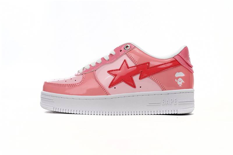 A Bathing Ape Bape Sta Low Pink Paint Leather
