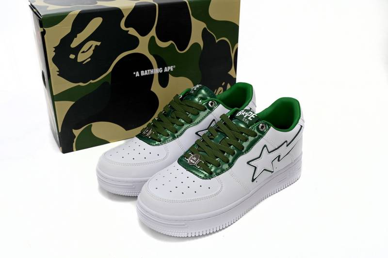 A Bathing Ape Bape Sta Patent Leather White Green