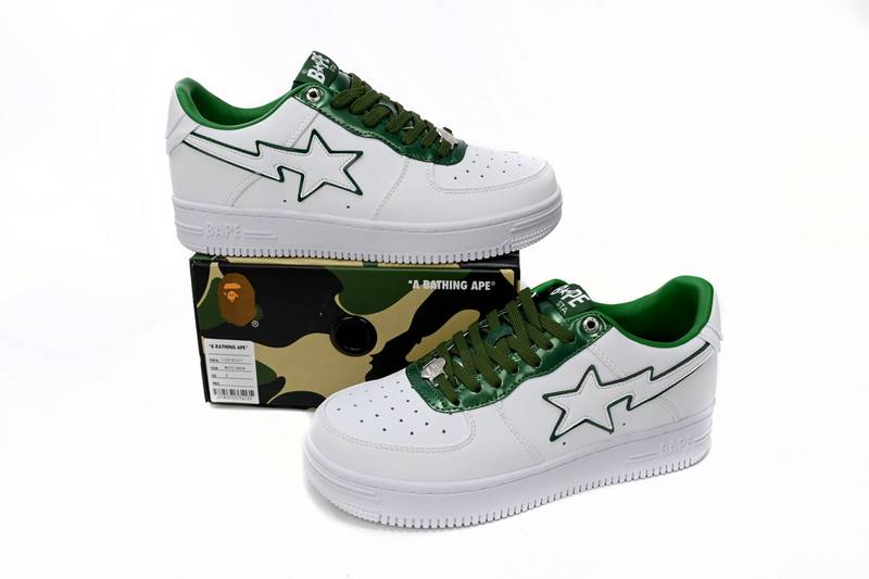 A Bathing Ape Bape Sta Patent Leather White Green