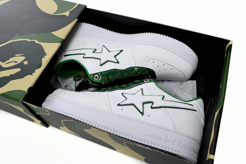 A Bathing Ape Bape Sta Patent Leather White Green