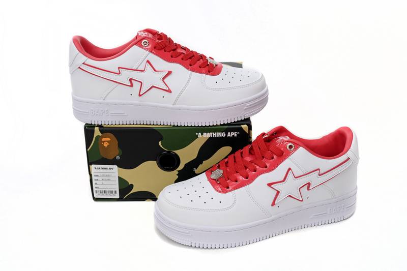 A Bathing Ape Bape Sta Patent Leather White Red