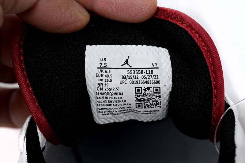 Air Jordan 1 Low White University Red Black