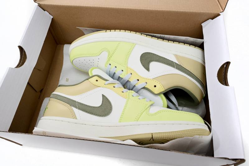 Air Jordan 1 Low Sail White Oil Green