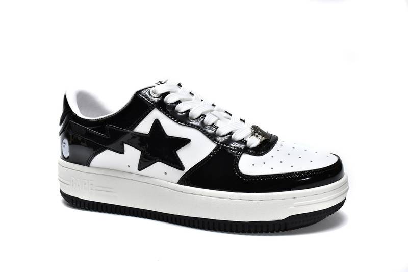 Bape Sk8 Sta Low Black and white patent leather