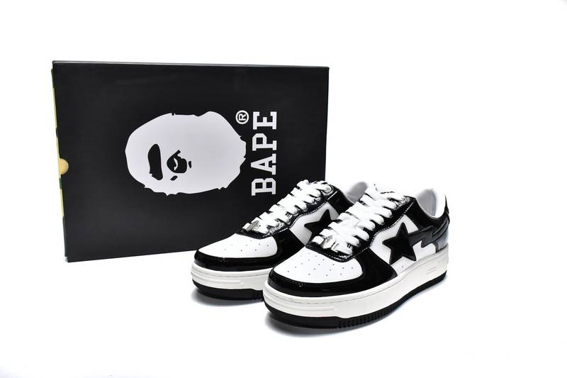Bape Sk8 Sta Low Black and white patent leather