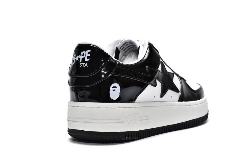 Bape Sk8 Sta Low Black and white patent leather