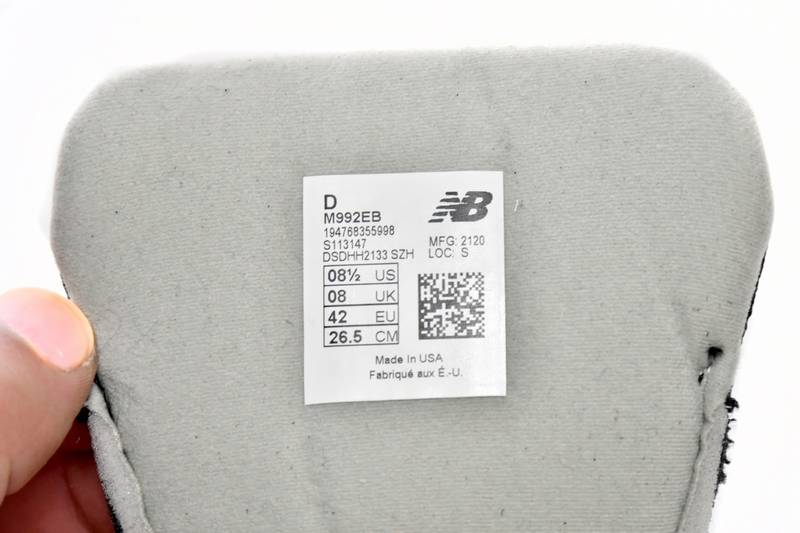 New Balance 992 Black Grey Suede