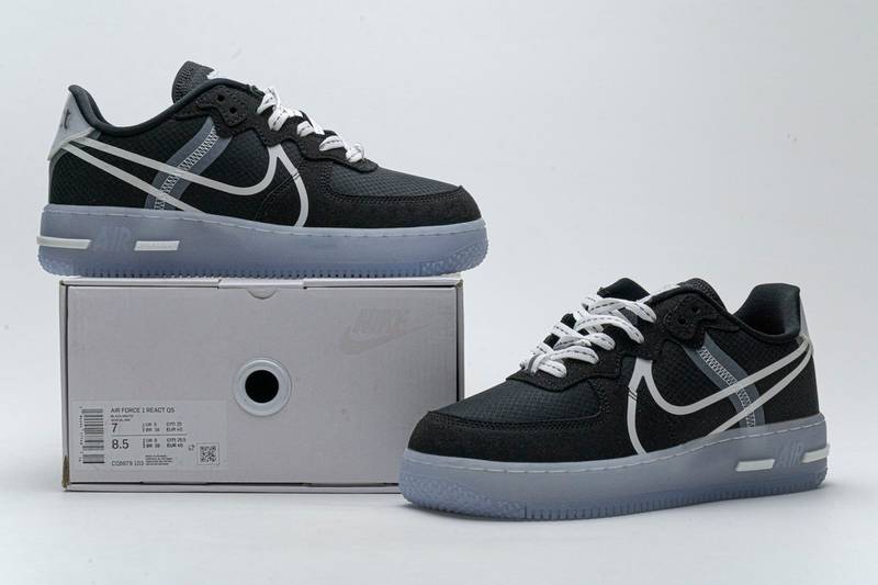 Nike Air Force 1 React Black White Rush Ice