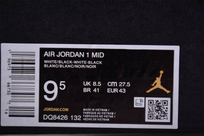 AIR JORDAN 1 MID “WHITE/BLACK” NOW AVAILABLE DQ8426-132