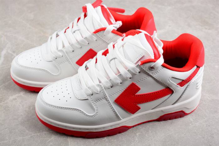 OFF-WHITE Out Of Office “OOO” Low Tops Black White Red OMIA189S23LEA0012511