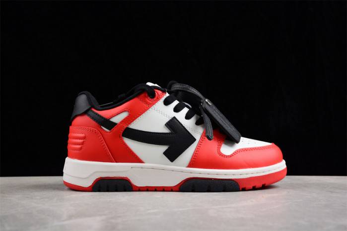 OFF-WHITE Out Of Office “OOO” Low Tops Black White Red OMIA189S23LEA0012510