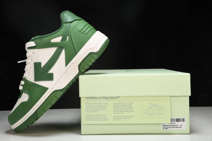 OFF-WHITE Out Of Office “OOO” Low Tops Green White 236121002